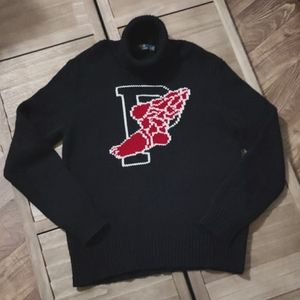 POLO RALPH LAUREN Turtleneck knit sweater P-Wing logo Vintage 90s Mens L size